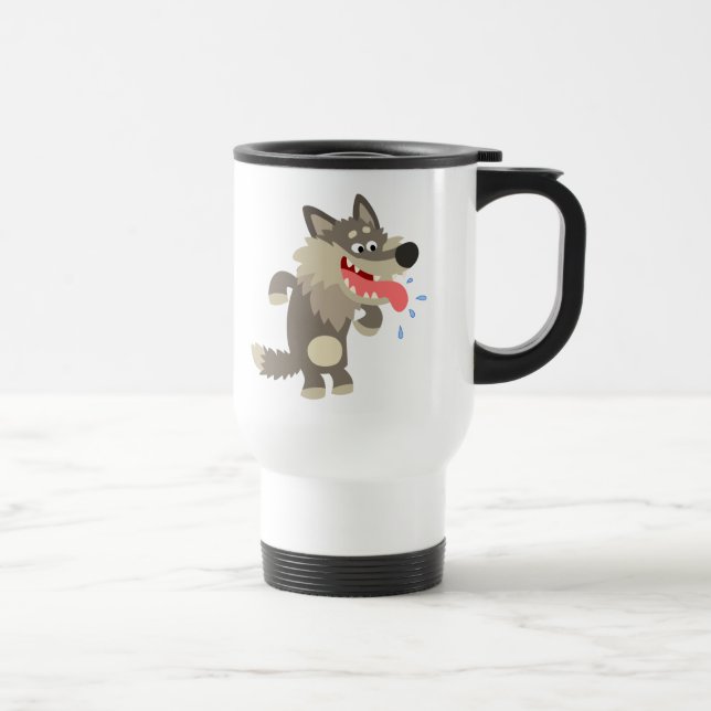 Cute Famished Cartoon Wolf Commuter Mug (Right)