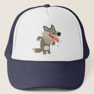 Cute Famished Cartoon Wolf Hat