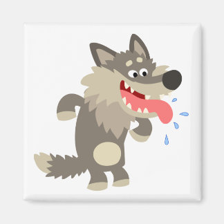 Cute Famished Cartoon Wolf Magnet