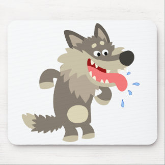 Cute Famished Cartoon Wolf Mousepad