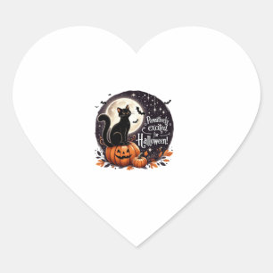 Cute Fancy Cat Pumpkin Bat Pawsitively Excited For Heart Sticker
