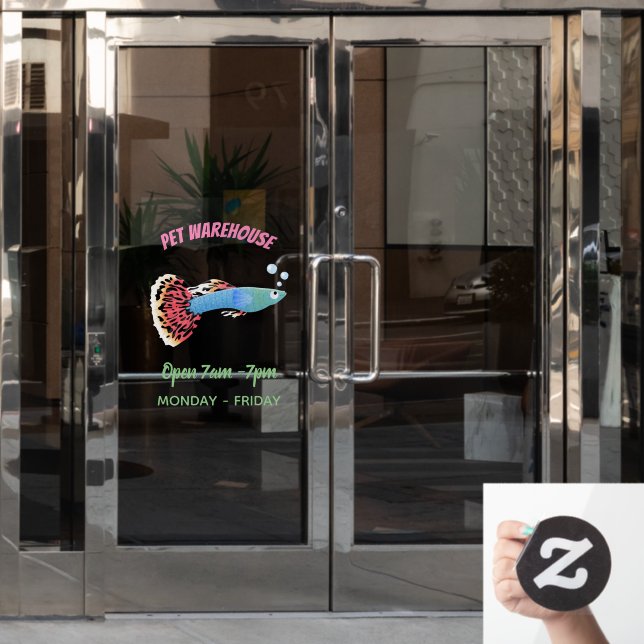 Cute fancy guppy tropical fish cartoon (Office Door)