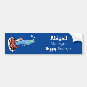 Cute fancy guppy tropical fish cartoon bumper sticker