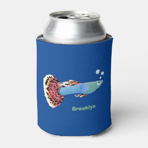 Cute fancy guppy tropical fish cartoon can cooler