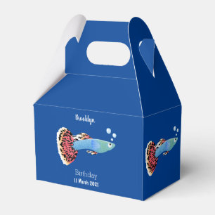 Cute fancy guppy tropical fish cartoon favour box