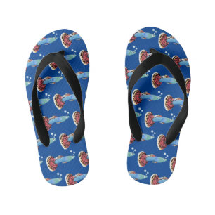 Cute fancy guppy tropical fish cartoon kid's jandals
