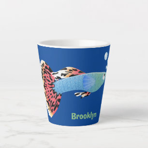 Cute fancy guppy tropical fish cartoon latte mug