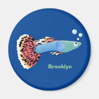 Cute fancy guppy tropical fish cartoon