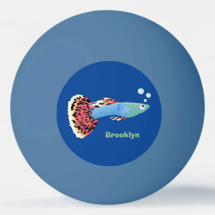 Cute fancy guppy tropical fish cartoon ping pong ball
