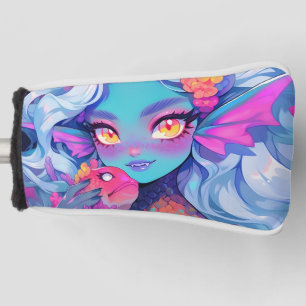 Cute Fanged Mermaid Anime Girl and Pet Fish Golf Head Cover