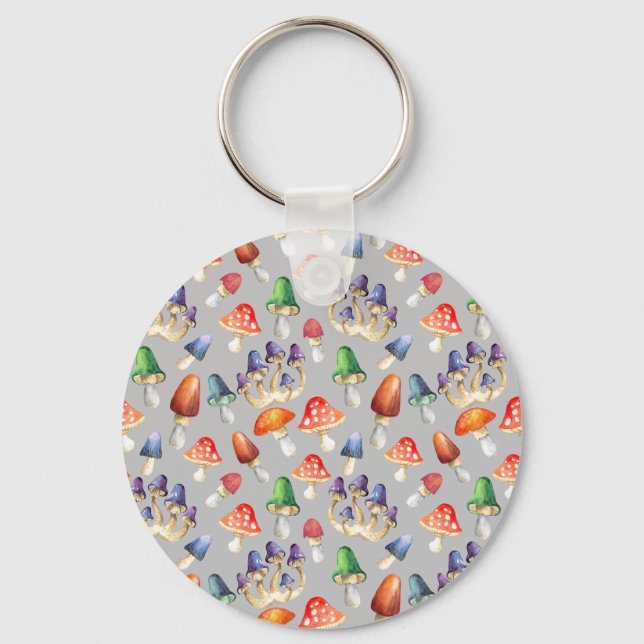 Cute fantastic mushrooms throw pillow beverage coa key ring (Front)