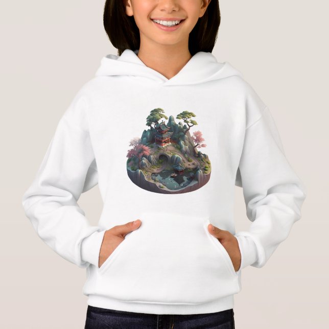 Cute Fantasy 3D Landscape Kid's Pullover Hoodie (Front)