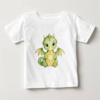 Cute Fantasy Baby Dragon Holding Star Watercolor  T-Shirt
