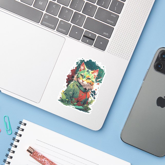 Cute Fantasy Colour Splash Cat Design (Laptop w/ iPhone)