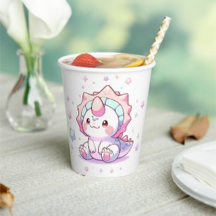 Cute Fantasy Dinosaur Baby Shower Paper Cups