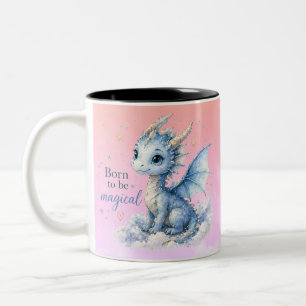 Cute Fantasy Dragon Born to Be Magical Two-Tone Coffee Mug
