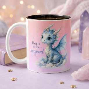 Cute Fantasy Dragon Born to Be Magical Two-Tone Coffee Mug