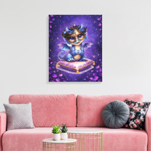 Cute Fantasy Dragon Canvas Wall Art