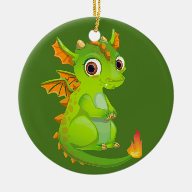 Cute Fantasy Dragon Ceramic Tree Decoration (Front)