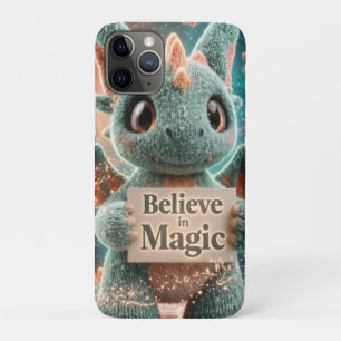 Cute Fantasy Dragon Plush Holding Believe in Magic Case-Mate iPhone Case
