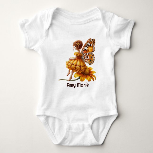 Cute fantasy fairy add name  baby bodysuit (Front)