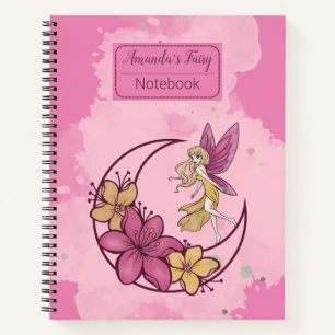 Cute Fantasy Fairy on The Moon Pattern Notebook
