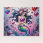 Cute Fantasy Mermaid With Hearts Jigsaw Puzzle<br><div class="desc">Cute Fantasy Mermaid With Hearts
Art/illustration
colorful
customizable</div>