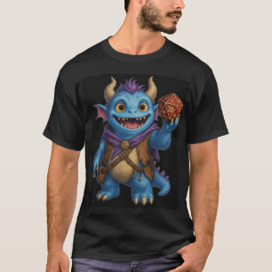 Cute Fantasy Monster Holding D20 Dice T-Shirt