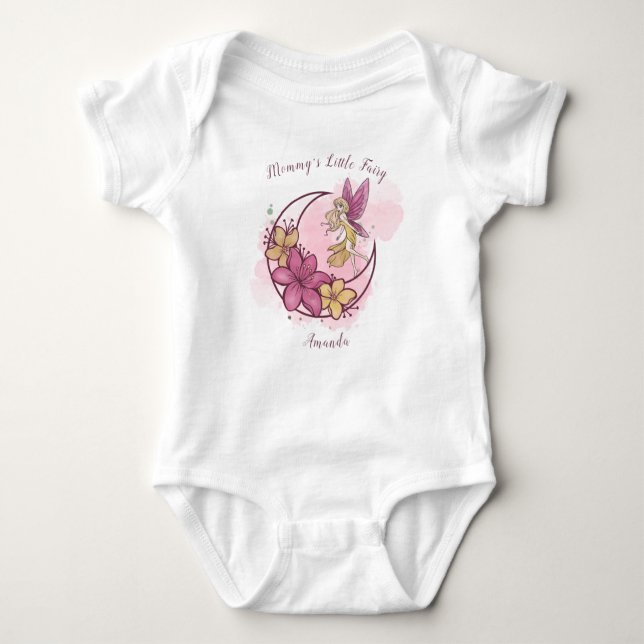Cute Fantasy Moon Fairy Personalised Baby Bodysuit (Front)