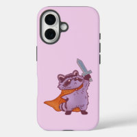 Cute Fantasy Racoon Warrior with Sword and Cape