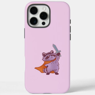 Cute Fantasy Racoon Warrior with Sword and Cape iPhone 16 Pro Max Case