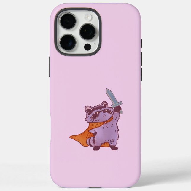 Cute Fantasy Racoon Warrior with Sword and Cape Case-Mate iPhone Case (Back)