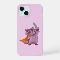 Cute Fantasy Racoon Warrior with Sword and Cape