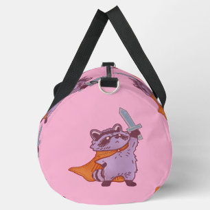 Cute Fantasy Racoon Warrior with Sword & Cape Duffle Bag