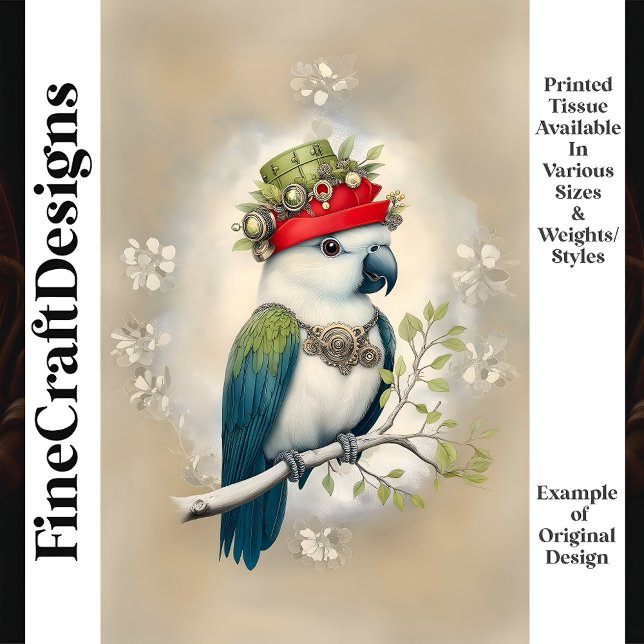 Cute Fantasy Steampunk Parrot Hat J6R Decoupage  Tissue Paper (Creator Uploaded)