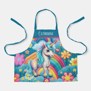 Cute Fantasy unicorn add name girls kids Apron