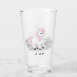 cute Fantasy unicorn add name Glass