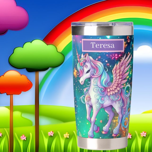 Cute fantasy unicorn add name  insulated tumbler (Creator Uploaded)