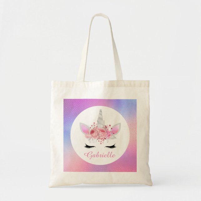 Cute Fantasy unicorn add name tote (Front)
