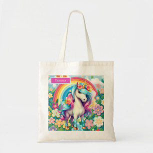 Cute fantasy unicorn add name  tote bag