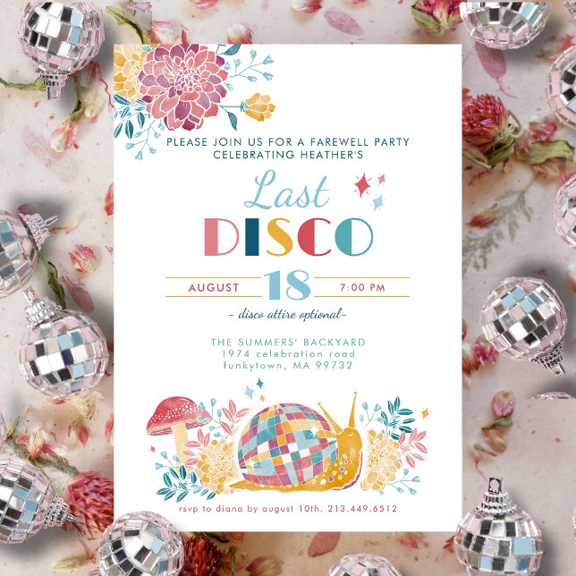 Cute Farewell Last Disco 70s Theme Going Away  Invitation (Creator Uploaded)