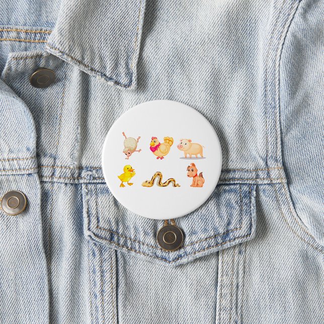 Cute Farm and Pet Animals 7.5 Cm Round Badge (Creator Uploaded)