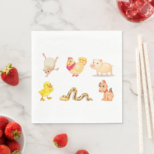 Cute Farm and Pet Animals Napkin