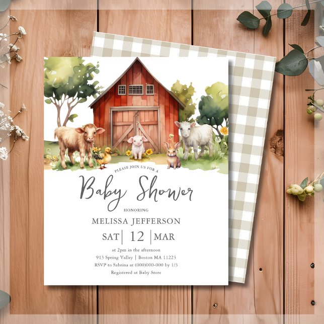 Cute Farm Animal Baby Shower Budget Invitation (Creator Uploaded)