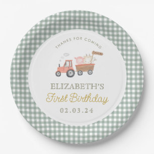 Cute Farm Animal Barnyard Birthday  Paper Plate
