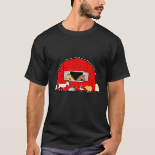 Cute Farm Animal Barnyard Scene Horses Pig Goat Du T-Shirt