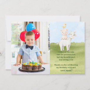 Cute farm animal barnyard thank you card