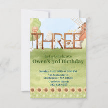 Cute farm animal barnyard third birthday