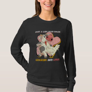 Cute Farm Animal Cow  Farmer Girls Women Chicken T-Shirt