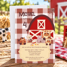 Cute Farm Animal Kid Barnyard Birthday